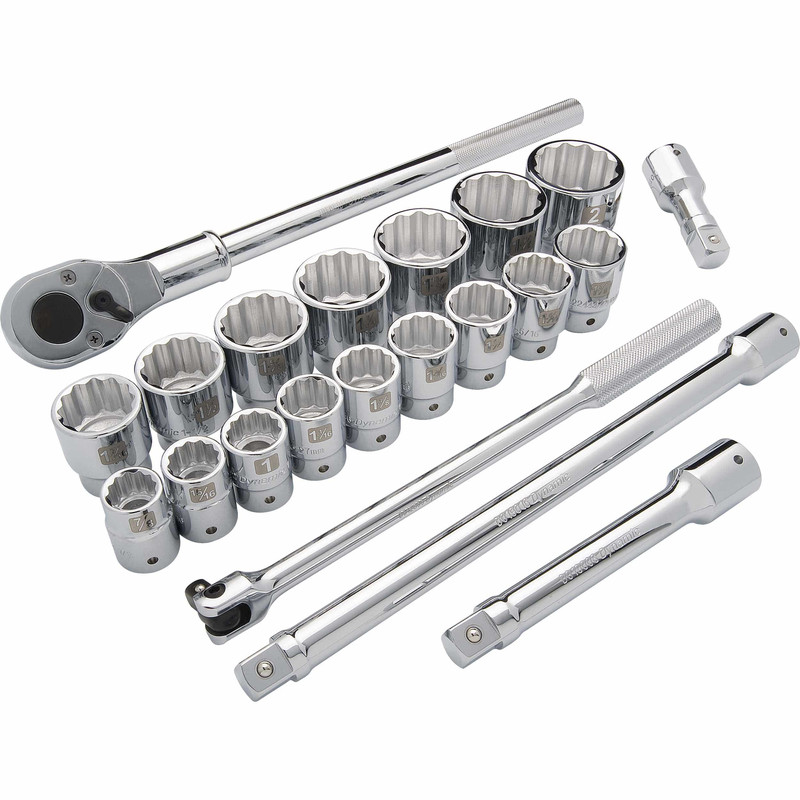 3/4" Drive 21pc 12-Point Standard SAE Socket Set, 7/8" - 2"